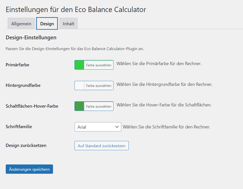 settings eco calculator